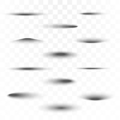Oval shadow for tab dividers isolated on white vector set.