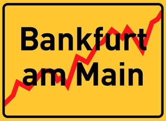 City sign Bankfurt am Main, symbolic image for the banking metropolis Frankfurt am Main, Hesse, Germany, Europe