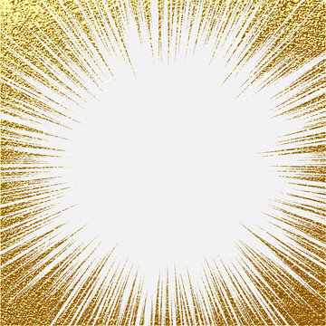 Explosion vector illustration. Sun ray or star burst element with sparkles. Gold Christmas element Golden glow glitter. Light rays effect