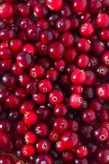 fresh cranberries on white wooden surface