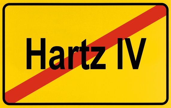 City limit sign, symbolic image for the end of the Hartz IV reform