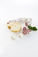 Gourmet salami, premium salami with French bread, garlic and parsley