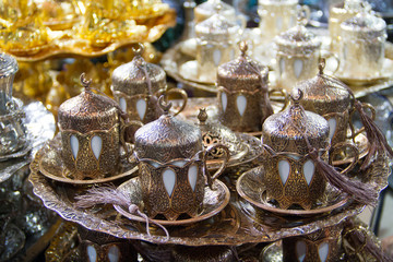 Vintage coffe set at bazaar for sale