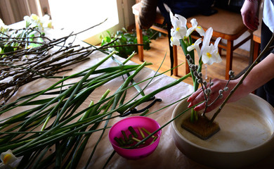 People make ikebana
