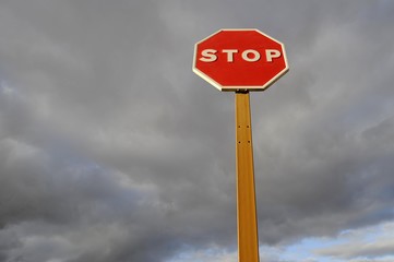 Stop sign in Fuertaventura, Canary Islands, Spain, Europe