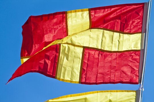 Signal flag for the letter R, international maritime signal flag, international code of signals