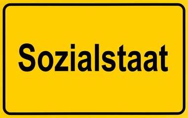 Fototapeta premium City limit sign, symbolic image for a welfare state