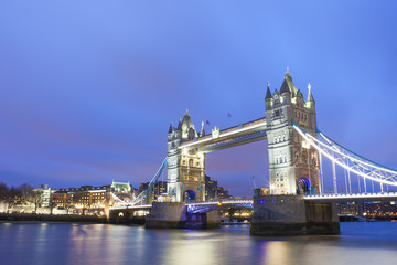 Tower Bridge in London city, evening scene