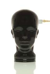 Black glass head with LAN cable