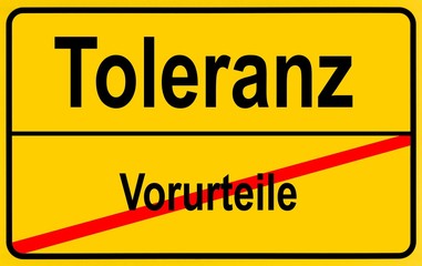 Sign city limits, symbolic image for turningaway from prejudices towards tolerance