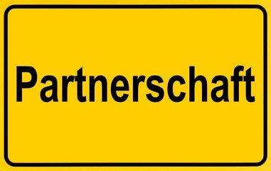 Sign city limits, symbolic image for the start of a partnership