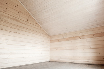 Empty room interior, new wooden house