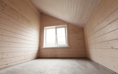 Empty new room interior, wooden walls