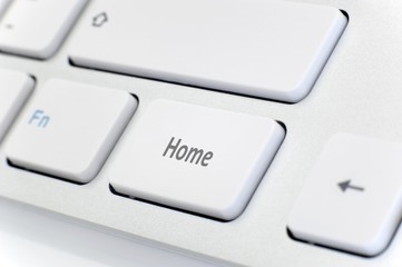 Modern white keyboard with word "Home"