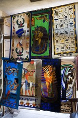 Printed cloths, bazar, Aswan, Egypt, Africa