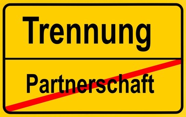 Sign city limits, symbolic image for separation and end of a partnership