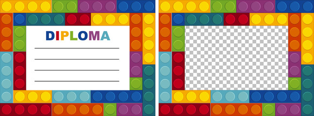 Diploma template with blockes in background
