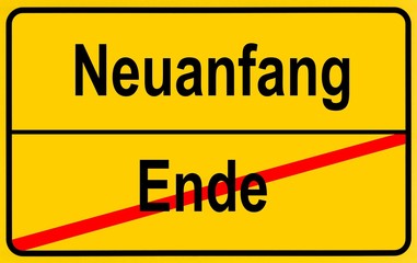 City limits sign, symbolic image, starting anew