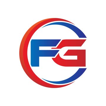 fg logo vector modern initial swoosh circle blue and red