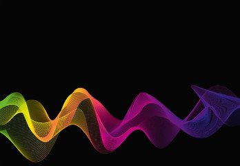 Background template with colorful wavy lines