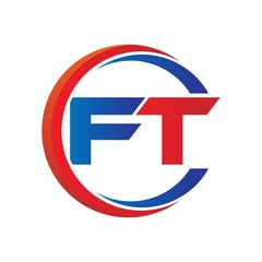 ft logo vector modern initial swoosh circle blue and red
