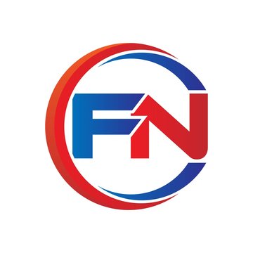 fn logo vector modern initial swoosh circle blue and red