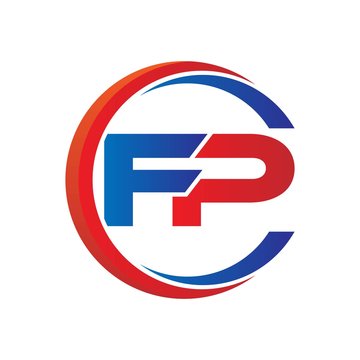 fp logo vector modern initial swoosh circle blue and red