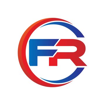 fr logo vector modern initial swoosh circle blue and red