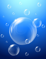 Background design with bubbles on blue
