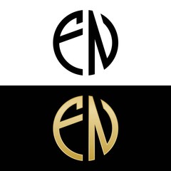 fn initial logo circle shape vector black and gold