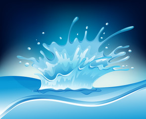 Fototapeta na wymiar Water splash on blue background