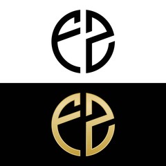 fz initial logo circle shape vector black and gold