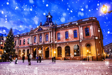 Christmas decoration Large areas of Stockholm, in the center of the Old Town.