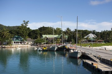 Fototapeta na wymiar La Digue Harbour, La Digue Island, Seychelles, Indian Ocean, Africa
