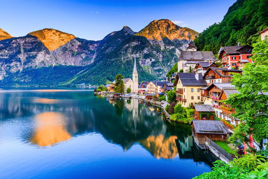 Hallstatt, Austria. Mountain village in the Austrian Alps.