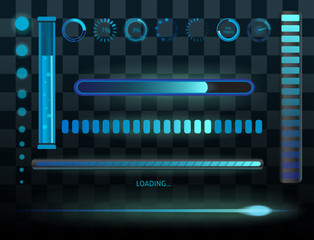 Vector icons for mobile applications design web internet loading interface download media button.