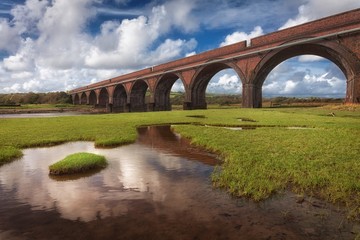 The 200m long Pontardulais Viaduct at Morlais Junction spaning the River Loughor, built by the Great Western Railway as part of the Swansea District Line