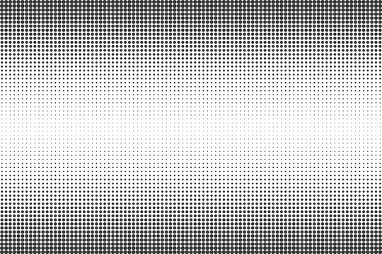Abstract black and white dots background. Comic pop art style. Light effect. Gradient background with dots.