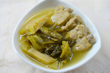 Pickled Cabbage Soup With Pork Ribs, Thai Food.