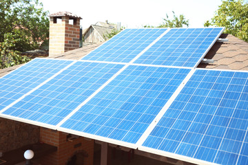 Solar panels on the roof of building