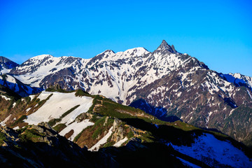 Mount Tsubakuro Dake, famous trekking mountain in Azumino, Nagano Prefecture, Japan. It is situated in Japan's Hida Mountains in Nagano. It was specified for Chbu-Sangaku National Park
