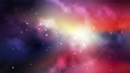 Multicolor space background with nebula and bright stars.