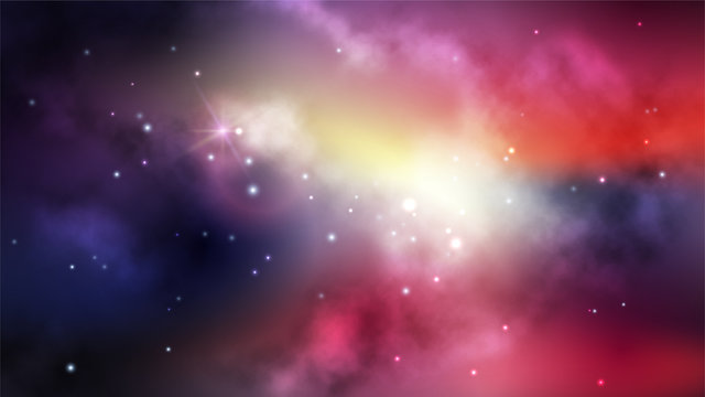 Multicolor space background with nebula and bright stars.
