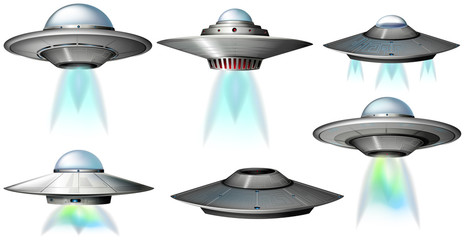 Different designs of UFO flying © brgfx