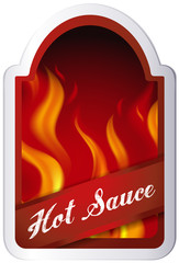 Label design for hot sauce with burning fire