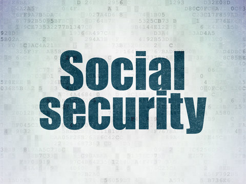Protection concept: Social Security on Digital Data Paper background
