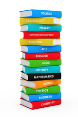 Stack of Coloured School Books. 3d Rendering