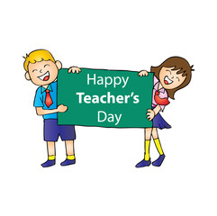 Happy teacher's day with cute kids.