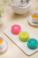 Delicious Chinese Traditional Snack Mooncake on the Table.