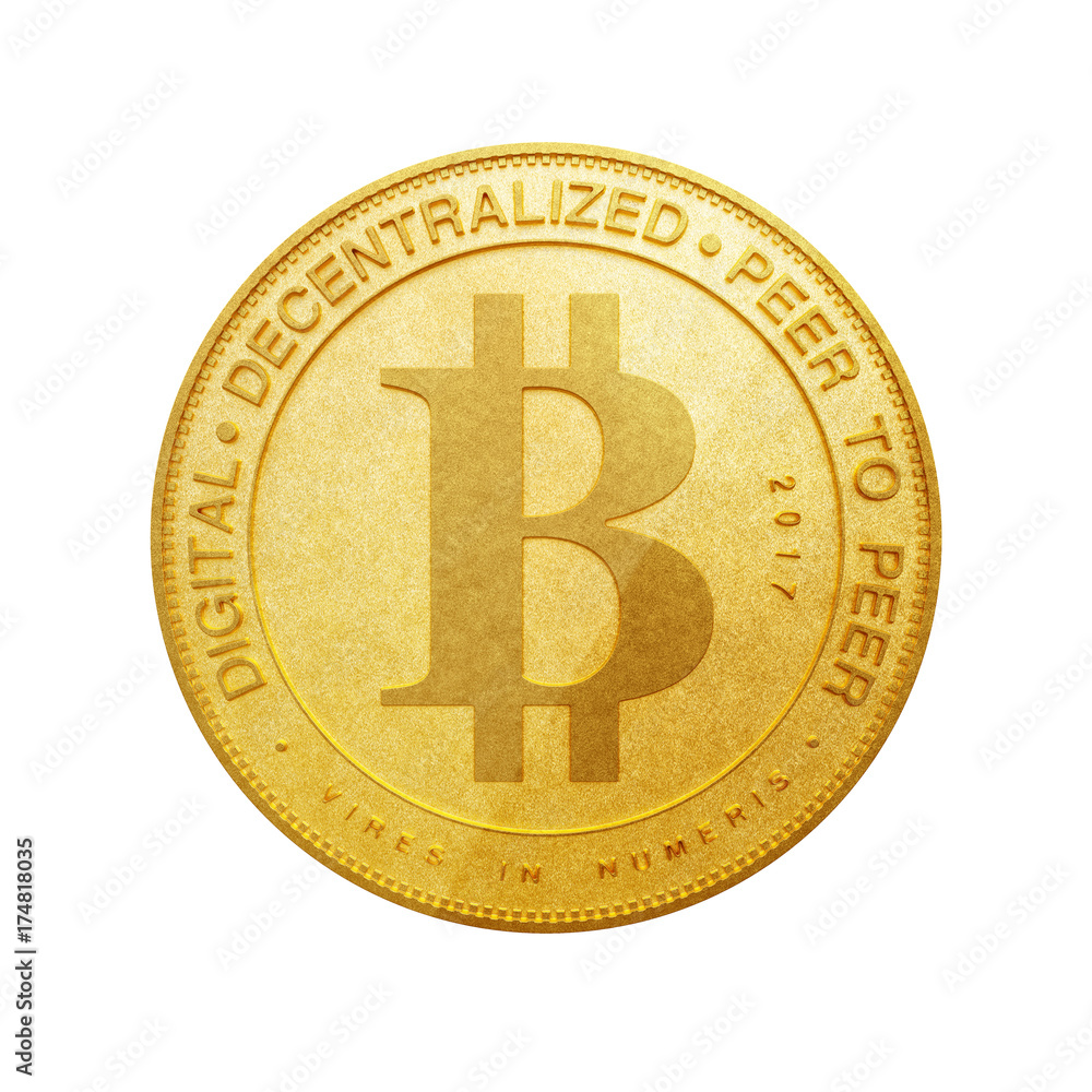 Poster digital and cryptocurrency concept. golden bitcoin. 3d rendering